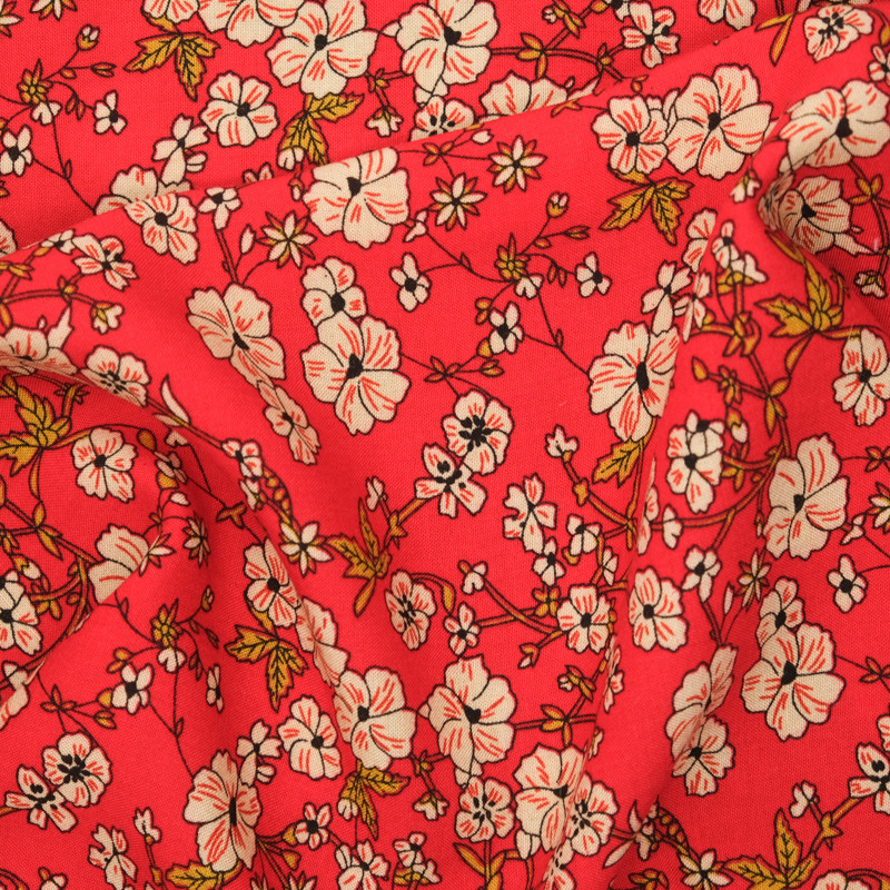 Brigitte Red Printed Viscose - Maison Klem